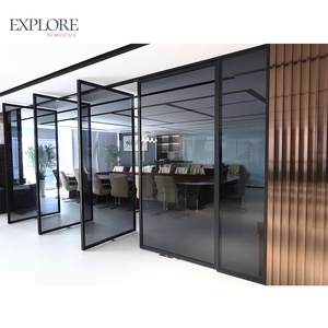 Wholesale Top Quality Aluminum Hinged Door Office Double Aluminum Gate Prefab Double Glazing Partition Wall