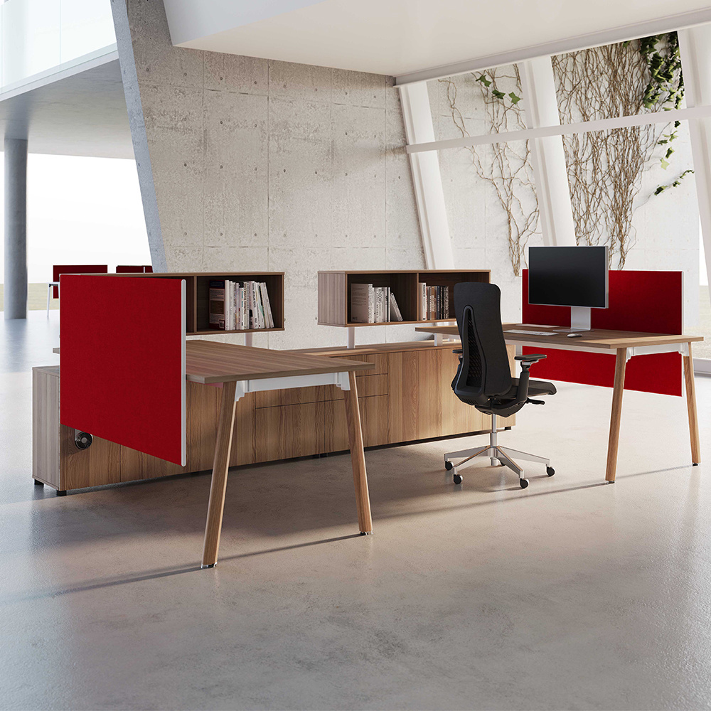 Modern design modular flexible office workstation desks for 4 people with fabric screen