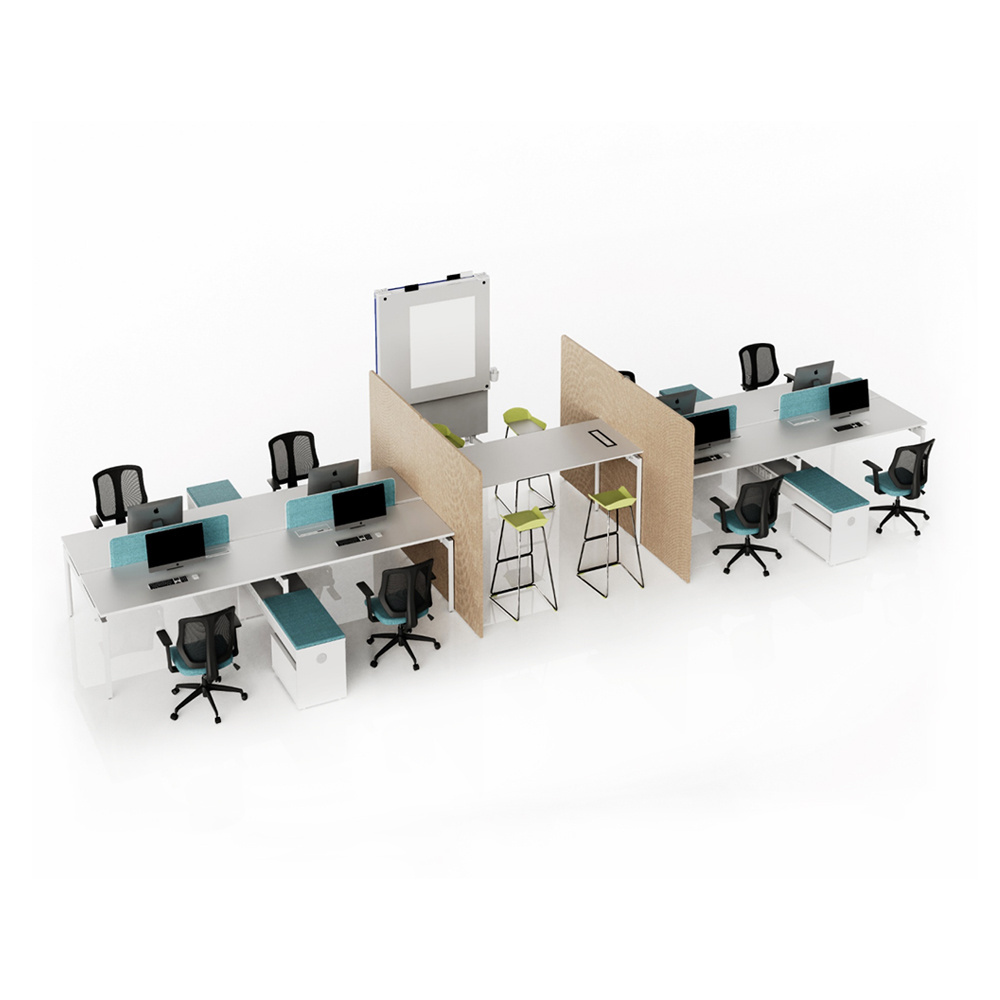 Modern workstation cluster cubicles modular 6 seat office partition workstation office desk