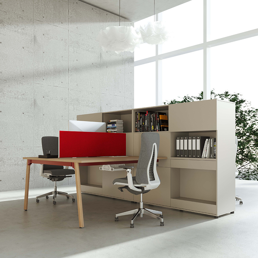 Modern design modular flexible office workstation desks for 4 people with fabric screen