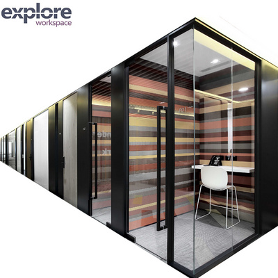 Modern modular soundproof frameless aluminum tempered single or double glazing clear office glass partition wall