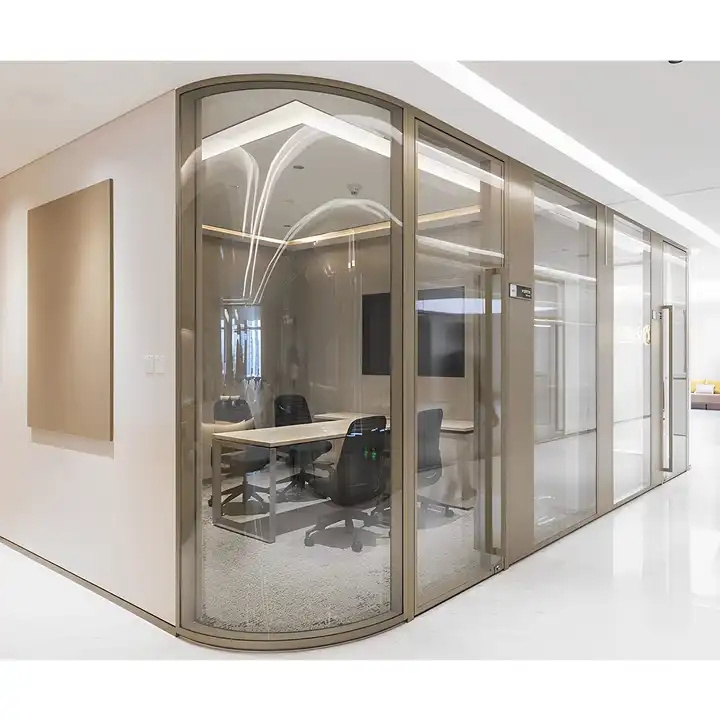 Divider Soundproof Aluminum Double Glass Wall Aluminium Frame Glass System Office Partition