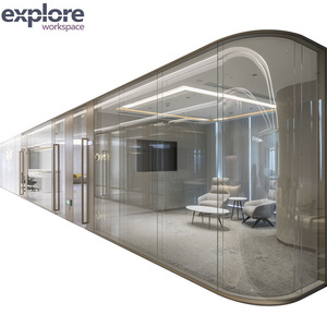 Divider Soundproof Aluminum Double Glass Wall Aluminium Frame Glass System Office Partition