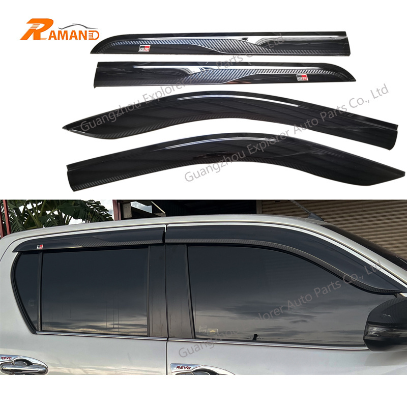 RAMAND Carbon Fiber Car Door Visor for Hilux GR Sun Shade Rain Guard Window Visor for Toyota Hilux GR