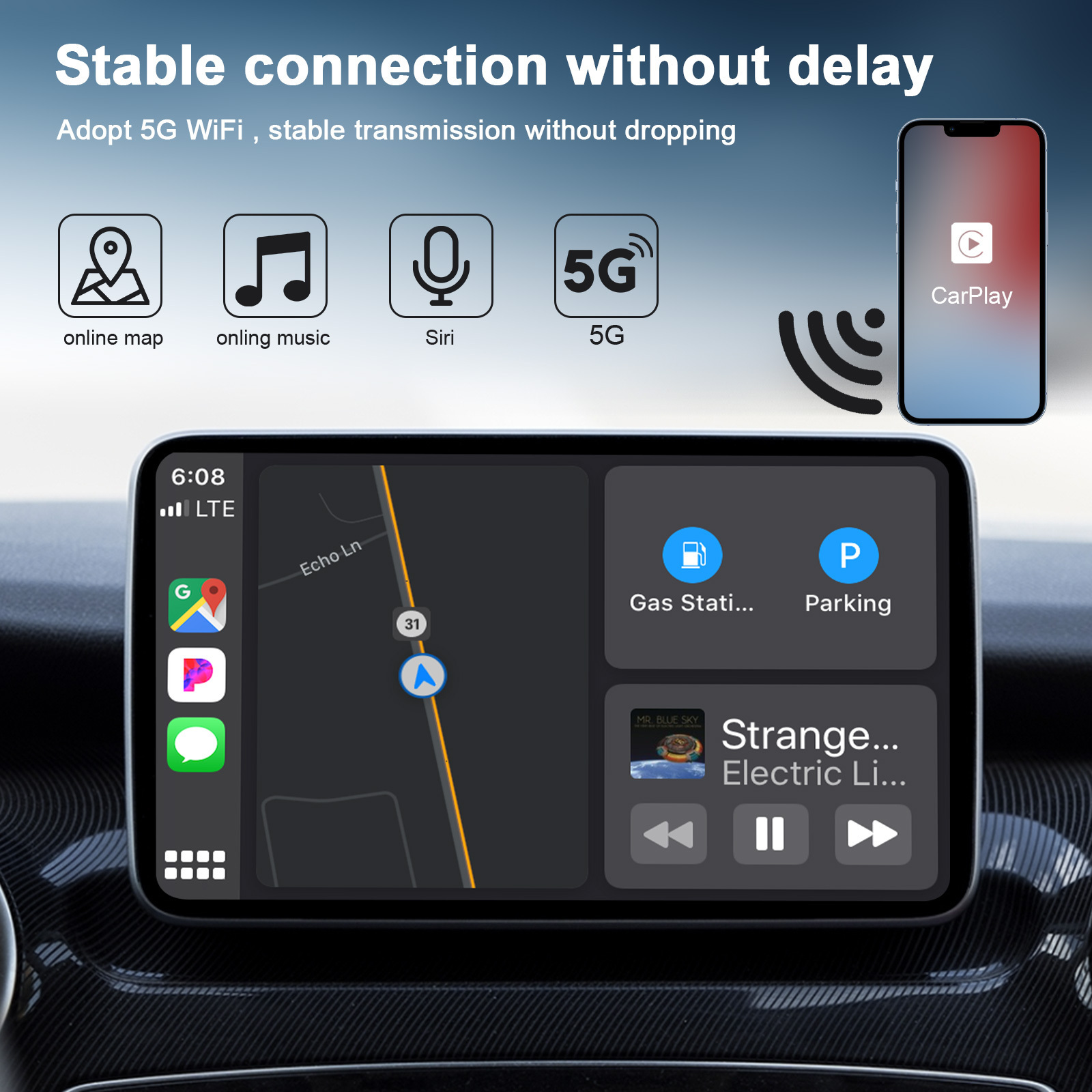 AuroraLink Carplay Ai Box Mini TV Box 2023 New Wireless Carplay Dongle Iphone carplay wireless adapter