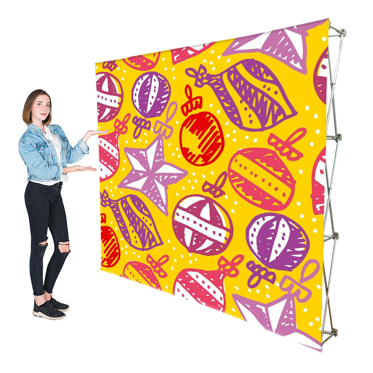 10ft 4*3 portable custom promotional logo advertising tension fabric aluminum pop up expo display stand backdrop banner wall