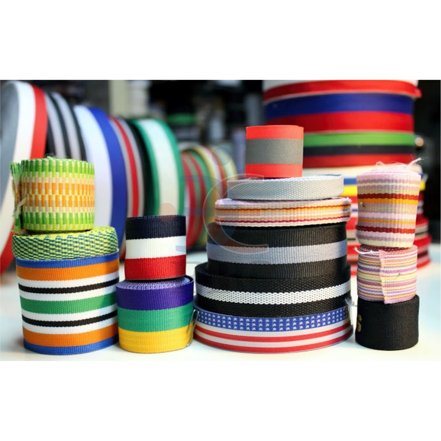 Sell New Type Custom Jacquard Webbing Designer Web Band Webbing Strap Stable Belt Elastic Sofa Webbing in Custom Colors & Widths