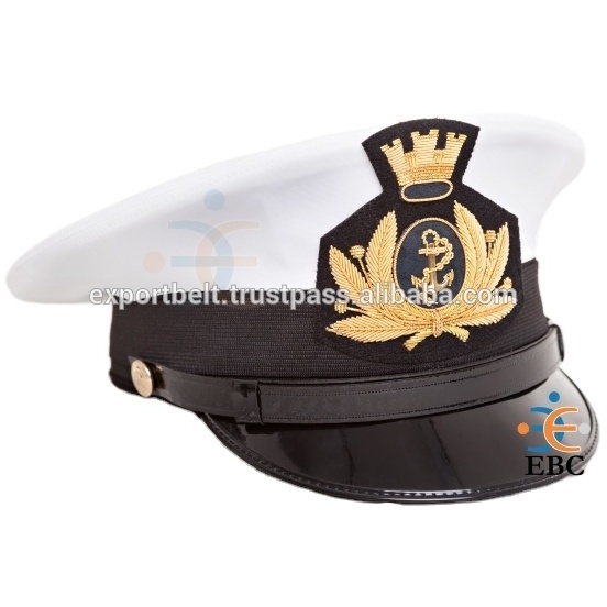 OEM Officers Cap USA Hand Embroidered Peak with Eagle Insignia and Gold Bullion Leaves Embroidery Visor Service Cap with Strap