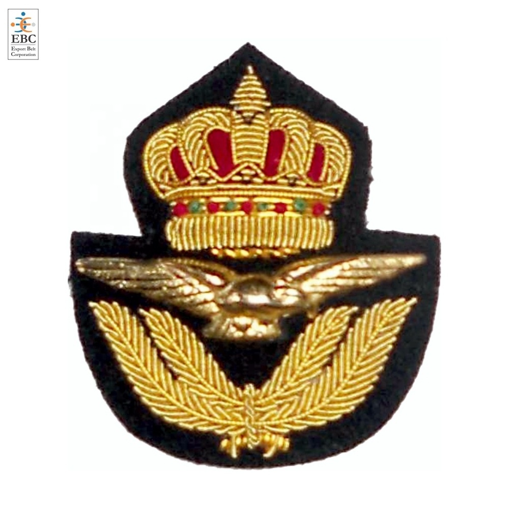 Hand Embroidery Bullion Crest Badge Wing Patch High Quality Bullion Patch Crests Chest Wing Badge Wholesale Embroidery Emblem