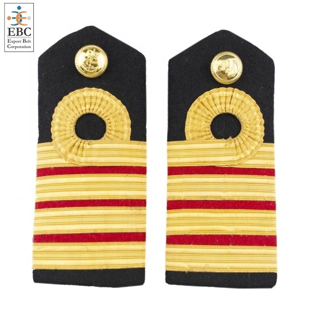 OEM Royal Epaulettes Customized High Quality Merchant Officers Uniform Shoulder Board in Gold Stripes