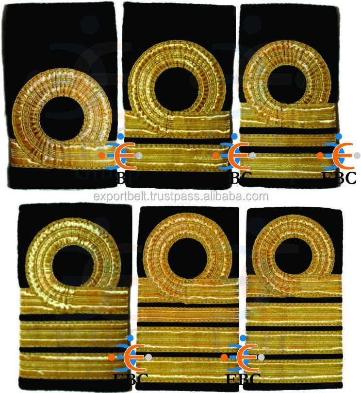 OEM Epaulettes Soft Straps Ground Officers Boards Deck Officers 4 3 2 1 Bars Gold Stripes on Black or Dark Blue Fabric