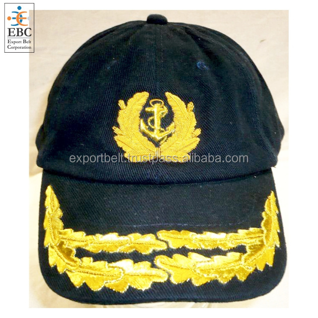 OEM Officers Cap USA Hand Embroidered Peak with Eagle Insignia and Gold Bullion Leaves Embroidery Visor Service Cap with Strap