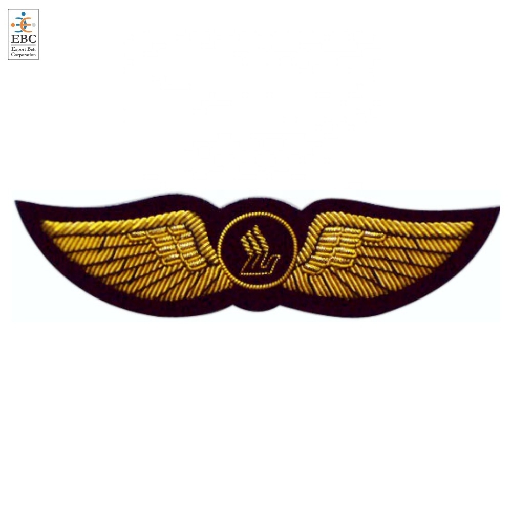 Hand Embroidery Bullion Crest Badge Wing Patch High Quality Bullion Patch Crests Chest Wing Badge Wholesale Embroidery Emblem