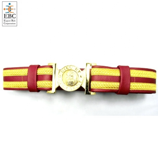 Ceremonial Gold Lace Belt with Gold Buckle and Sword Slings Reinforced Backing with Genuine Leather Base with Adjusters