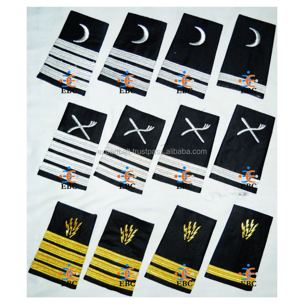 OEM Epaulettes Soft Straps Ground Officers Boards Deck Officers 4 3 2 1 Bars Gold Stripes on Black or Dark Blue Fabric