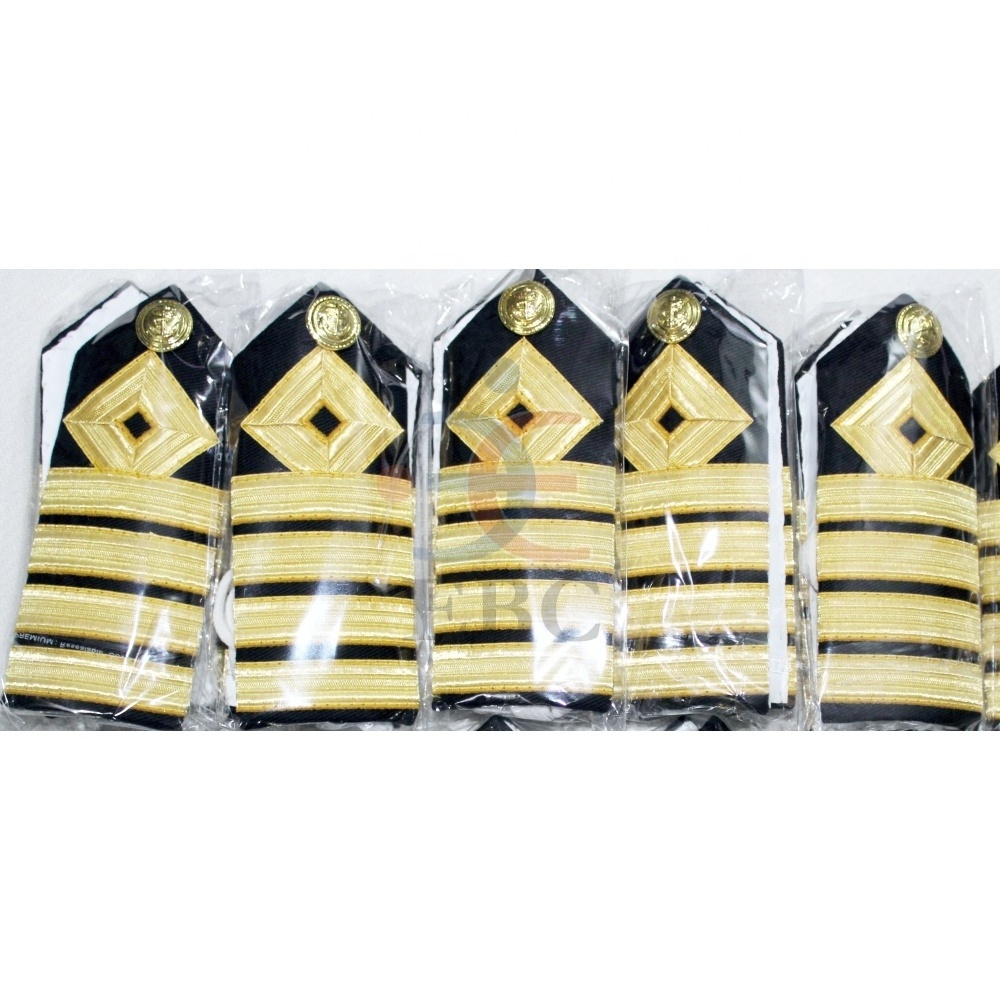 OEM Hard Shoulder Board Epaulette Merchant Deck Officer Gold Stripes Diamond Tuck Shoulder Boards