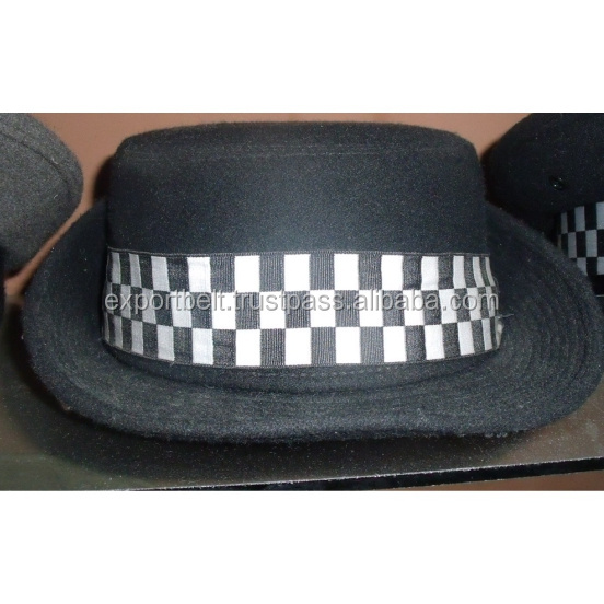 OEM Fashion Black Uniform Officer Peak Cap Officer Hat with Bullion Embroidery Badges Patches Insignia in Customized Designs