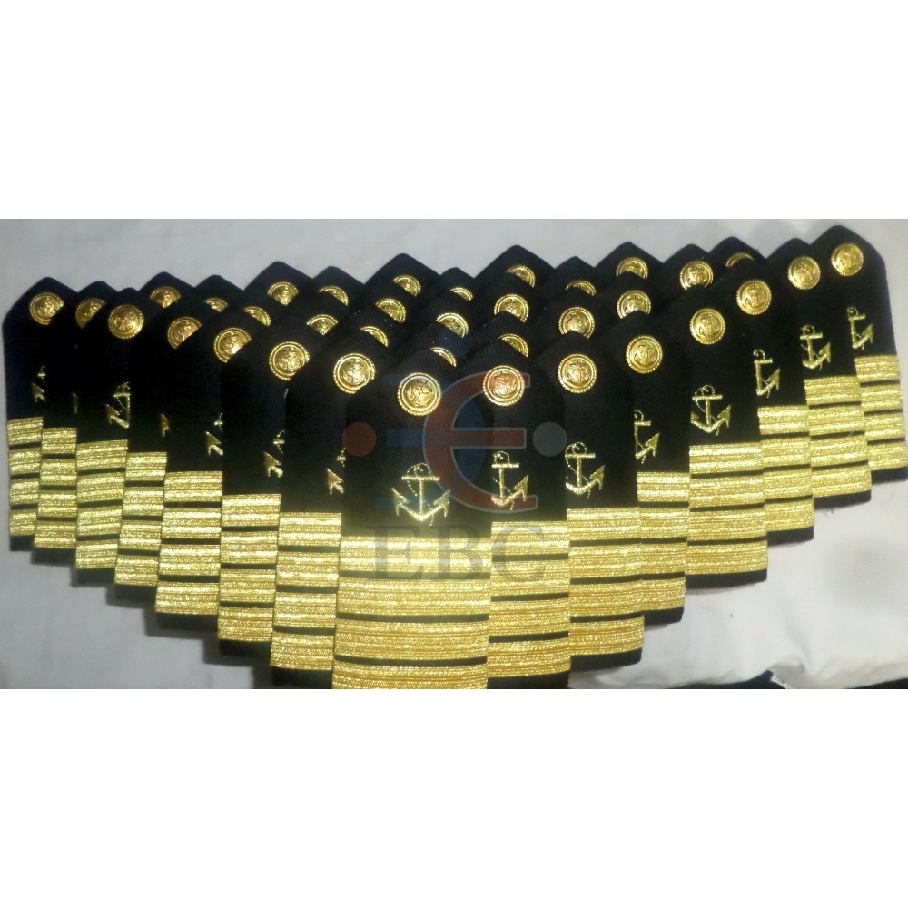 OEM Hard Shoulder Board Epaulette Merchant Deck Officer Gold Stripes Diamond Tuck Shoulder Boards