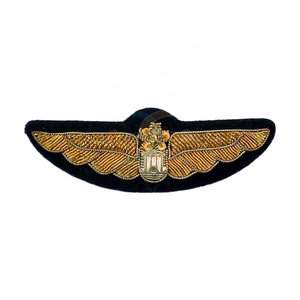 Hand Embroidery Bullion Crest Badge Wing Patch High Quality Bullion Patch Crests Chest Wing Badge Wholesale Embroidery Emblem