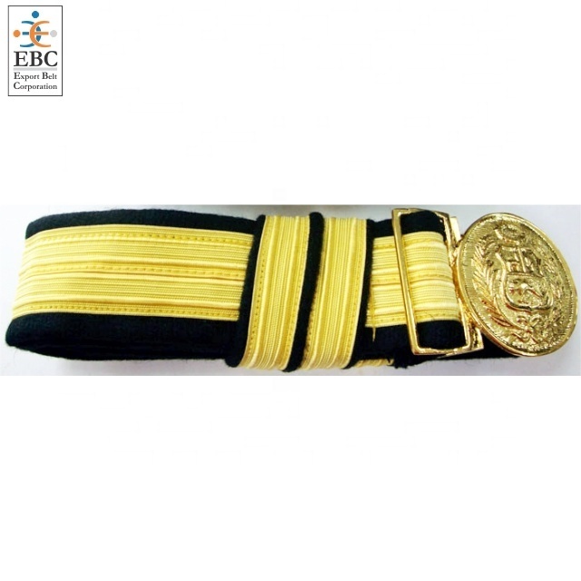 Ceremonial Gold Lace Belt with Gold Buckle and Sword Slings Reinforced Backing with Genuine Leather Base with Adjusters