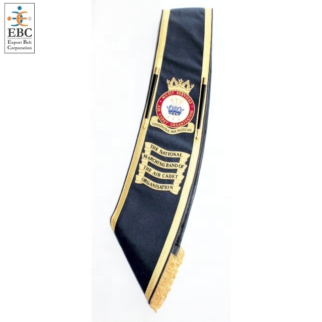 Wholesale Premium Drum Pipe Major Baldric Sash Hand Embroidered Ceremonial High Quality Custom Design OEM Adjustable Sashes