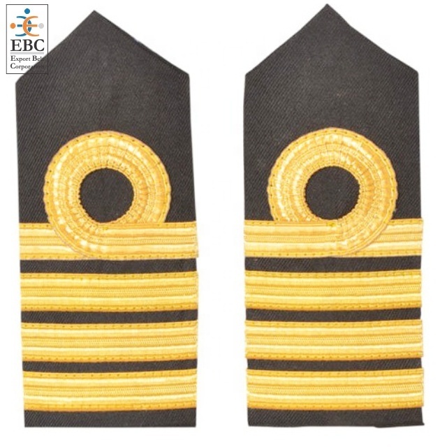 OEM Royal Epaulettes Customized High Quality Merchant Officers Uniform Shoulder Board in Gold Stripes