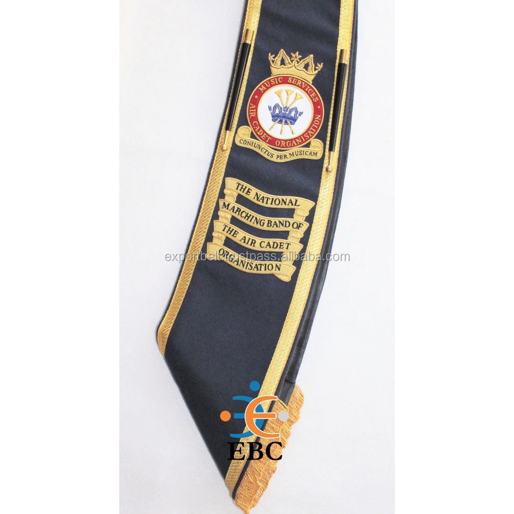 OEM Drum Major Baldric Sash Custom Made High Quality Drum Major OR Pipe Major Baldric Sashes Hand Crafted with Bullion Wire