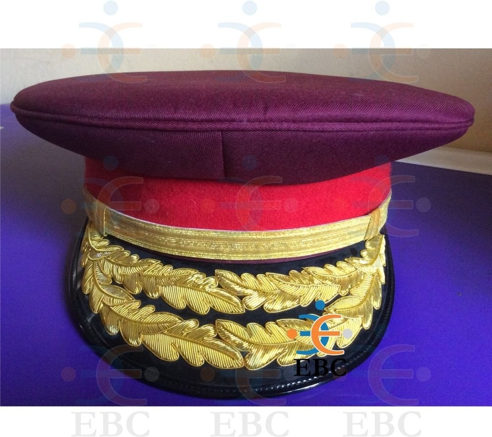 OEM Peak Cap Hat for Church Priest Cadet School Band Gold and Red Cross Embroidered Cap Badge Religious Parade Peak Cap