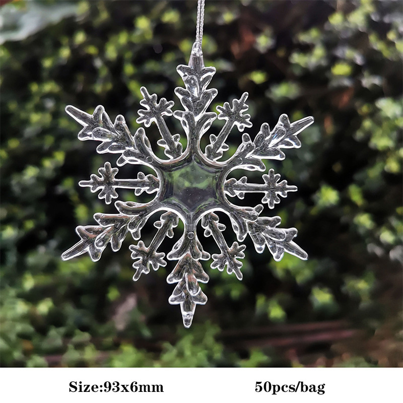 Christmas Ornaments Snowflake Decorations Set Acrylic Crystal Clear Hanging Christmas Tree Decorations Pendant For Xmas New Year