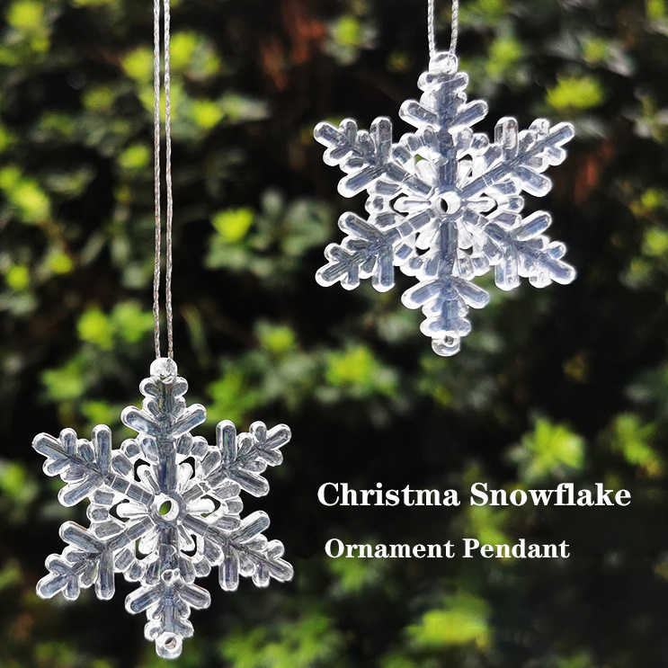 Christmas Ornaments Snowflake Decorations Set Acrylic Crystal Clear Hanging Christmas Tree Decorations Pendant For Xmas New Year