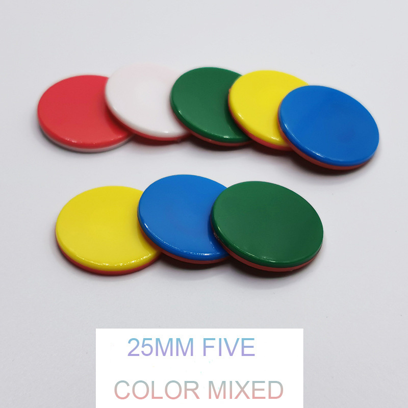 25mm New Arrival Cheap Price Mix Color Plastic Game Coins Plastic Token Coins Printed Numbers