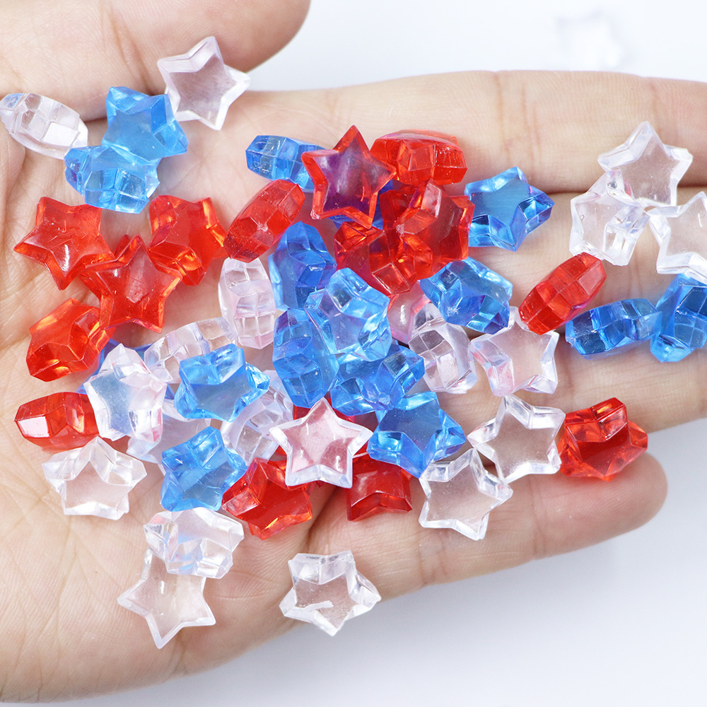 240pcs Hongzhi Bulk Acrylic Independence Day Supplies Little Star Beads Plastic Gems For Independence Day Table Decoration