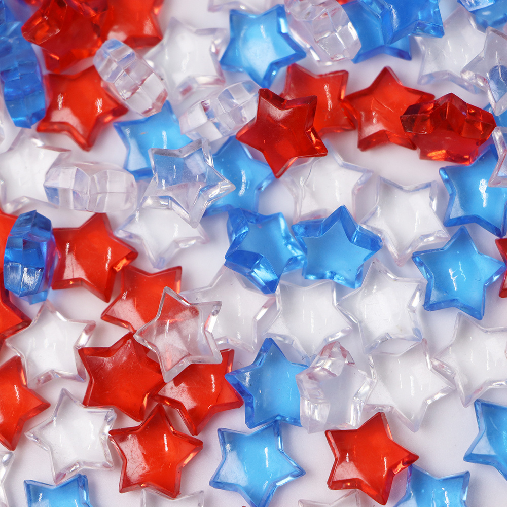 240pcs Hongzhi Bulk Acrylic Independence Day Supplies Little Star Beads Plastic Gems For Independence Day Table Decoration