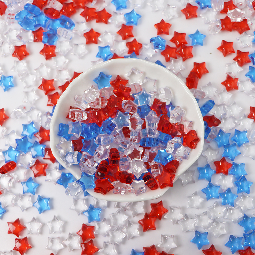 240pcs Hongzhi Bulk Acrylic Independence Day Supplies Little Star Beads Plastic Gems For Independence Day Table Decoration