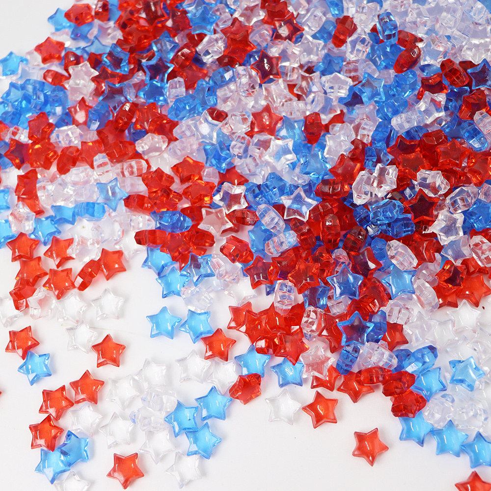 240pcs Hongzhi Bulk Acrylic Independence Day Supplies Little Star Beads Plastic Gems For Independence Day Table Decoration