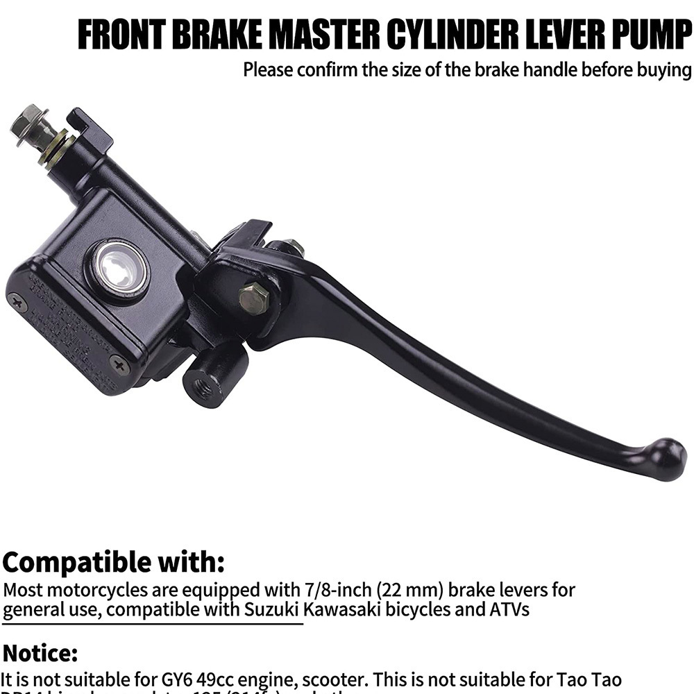 Front Brake Master Cylinder Lever Pump (Right Side) with 8mm Mirror Hole for GY6 50cc 125cc 150cc 250cc Scooter Moped ATV Dirt P