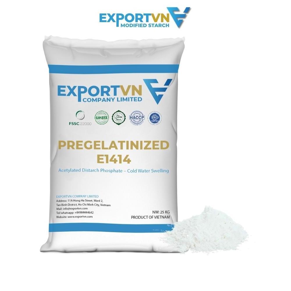 EXPORTVN Factory E1414 Pregelatinized Starch Tapioca Starch For Canned Food Paper Bag 25kg 50kg With Halal Kosher FSSC