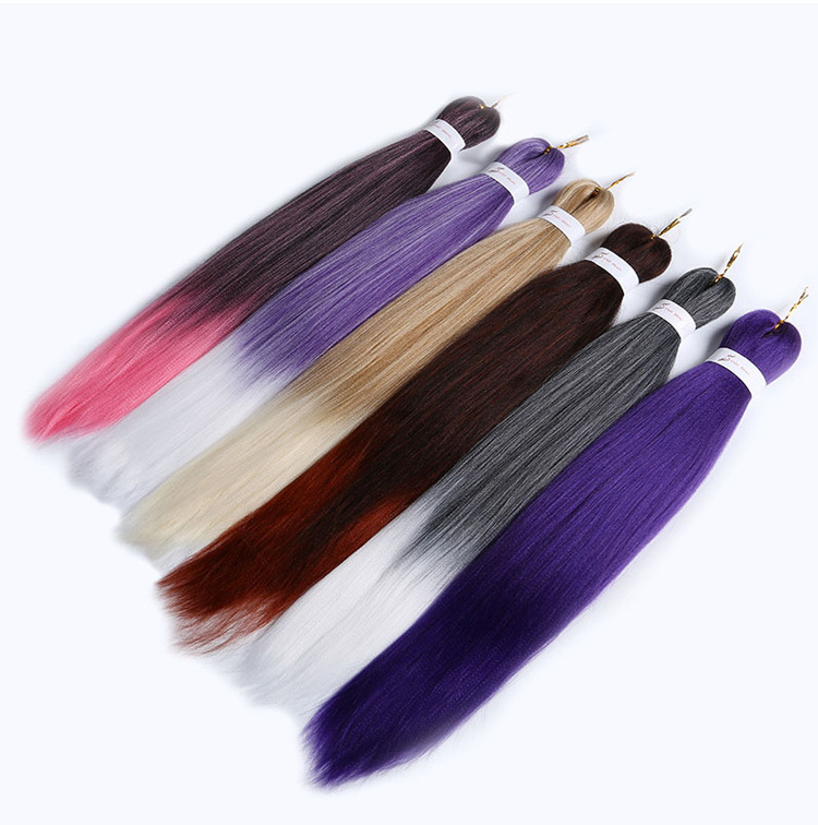 Large Stock Wholesale Premium Synthetic Soft Yaki Ombre Pre Stretched Hair Braiding for Black Women