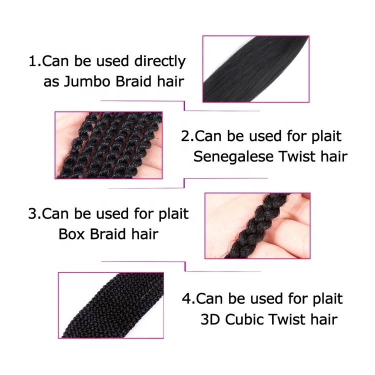 Solid Color Jumbo Braids Professional Itch Free Hot Water Setting For Black Women Styling Products  Pre-stretched Braiding Hair