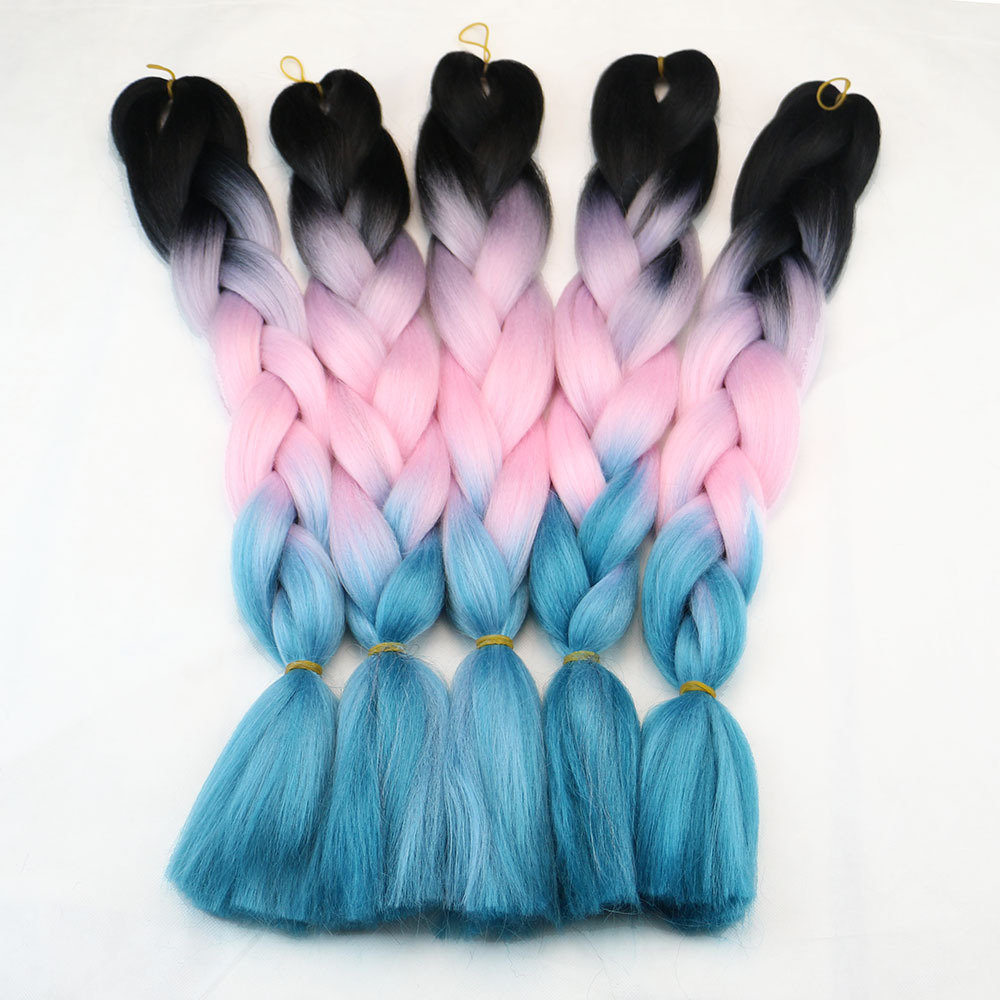 Wholesale Jumbo Ombre 24 Inch 100g Yaki Braiding Hair Synthetic Fiber Extensions Straight Braids for African