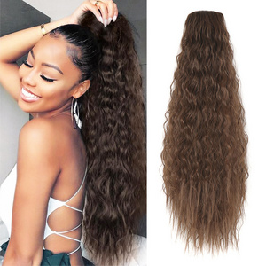 Long Curly Wavy Drawstring Ponytail Extensions Clip in Synthetic Hairpieces Ponytails Hair Piece Pony Tail Extension for Women