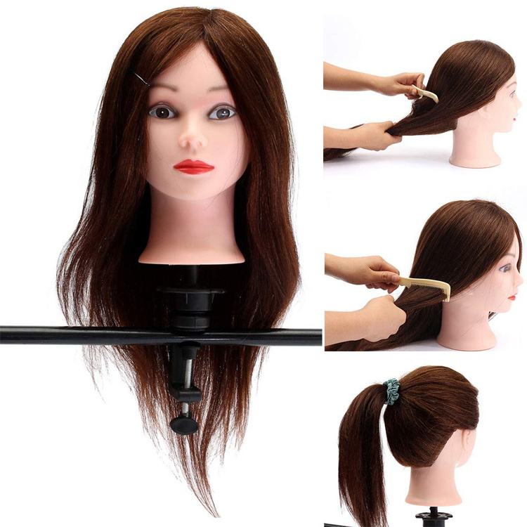 Cosmetology 100% Human Hair training head Mannequin African American Salon Practice Hairdresser Training Dummy Doll Head