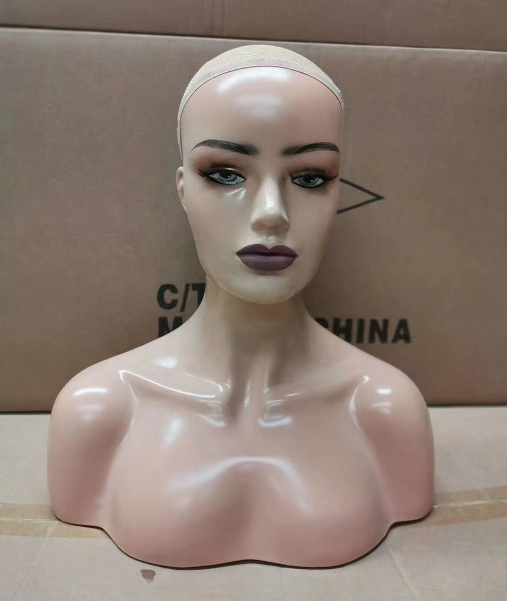 Wig Head with Stand Female Mannequin Head with Full Makeup For Making Display Wig Hat Cap Jewelry Manikin Head