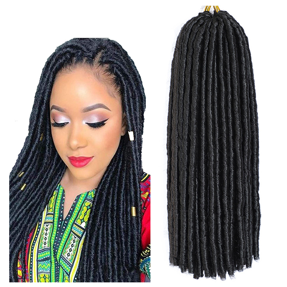 Synthetic Braid Hair Extensions Dreadlocks 20 inch Soft Straight Faux Locs Crochet Braids Hair