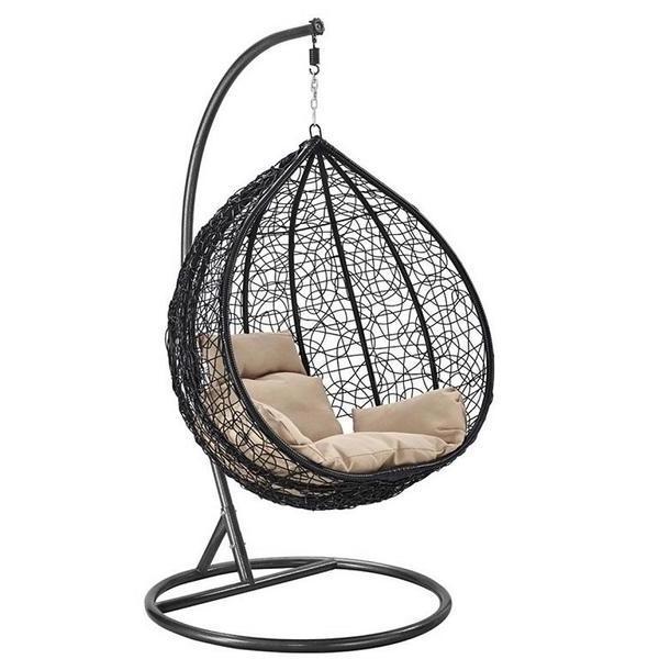 Luxury Garden Patio Hanging Egg Swing Chair With Cushion Furniture Rattan Hammock