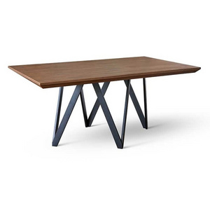 Contemporary European Style Metal Legs Dining Table / Modern Luxury Wood Dinning Room Table For Home