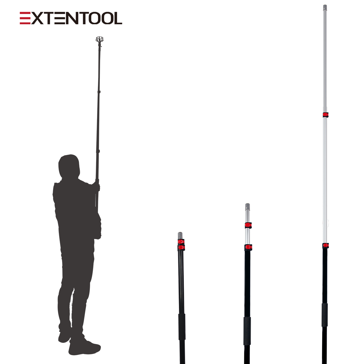 Exten-hiclean light bulb changer for high ceiling with lightweight extension pole