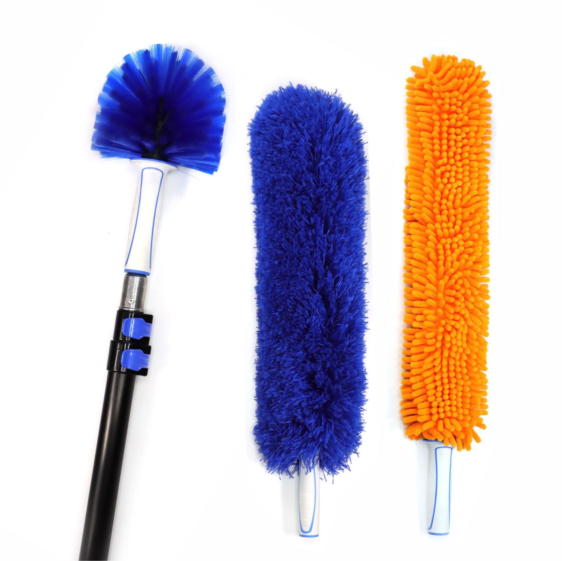 Extenclean telescopic feather cleaning duster domed cobweb duster with three piece suit