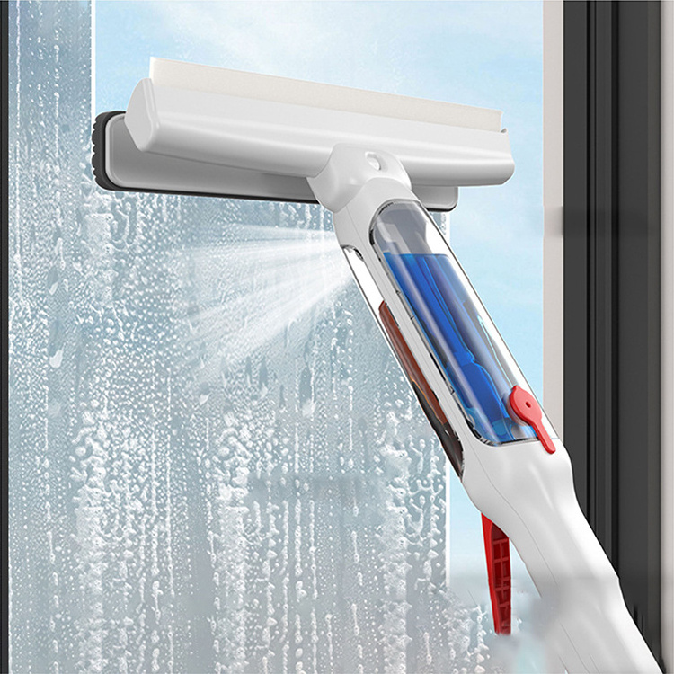 2023 Hot Sale Adjustable Pole Windows Spray Squeegee Cleaner Glass Spray Wiper With Sewage Collection Bottle