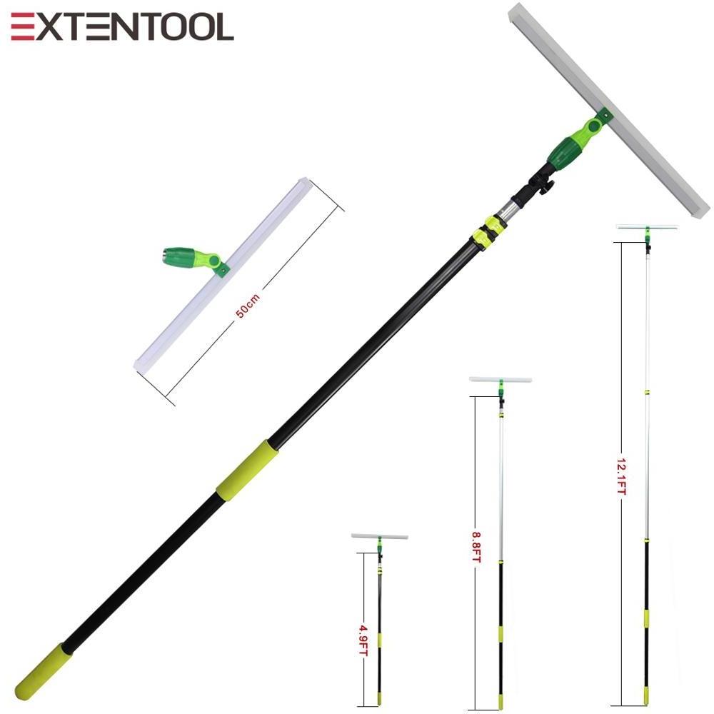 Extenclean telescopic glass window cleaning wiper with 18 feet light aluminum extension pole long handle